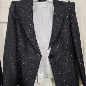 Armani Collezioni Blazer Jacket Black White Size 10 NWT